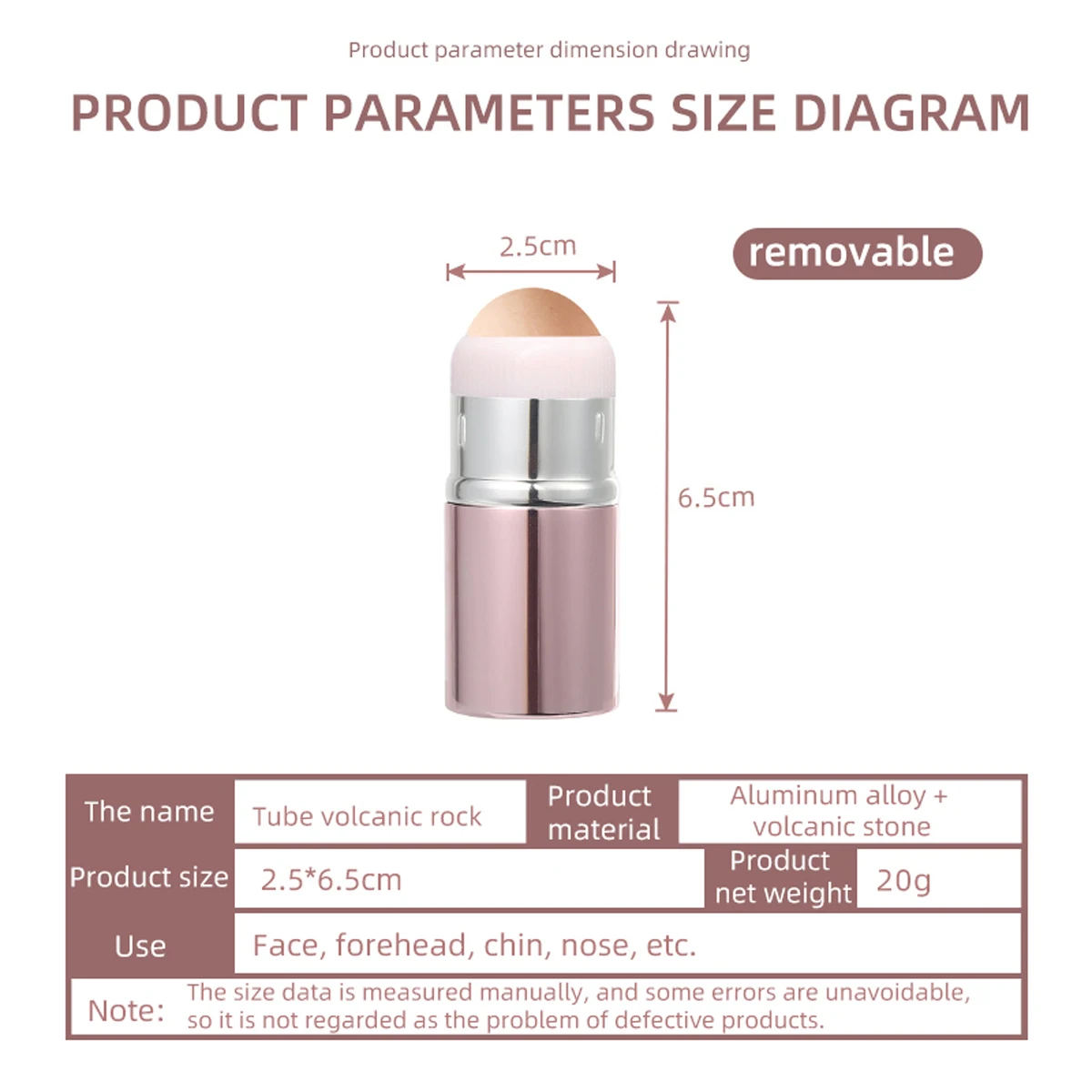 ลูกกลิ้งดูดซับความมันจากผิวหน้า ทำจากหินภูเขาไฟ 1 ชิ้น พกพาสะดวก ใช้งานได้จริง ถอดล้างทำความสะอาดได้