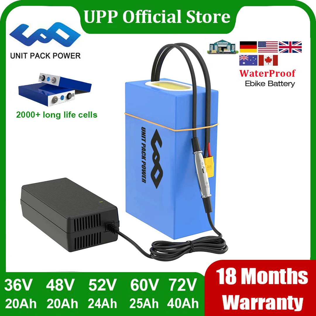 

EScooter Ebike аккумулятор 36 В 48 В 52 В 60 В 72 В 40 Ач 25 Ач 20 Ач водонепроницаемые литиевые батареи 250 Вт-3000 Вт мотоцикл/Trikes/велосипед