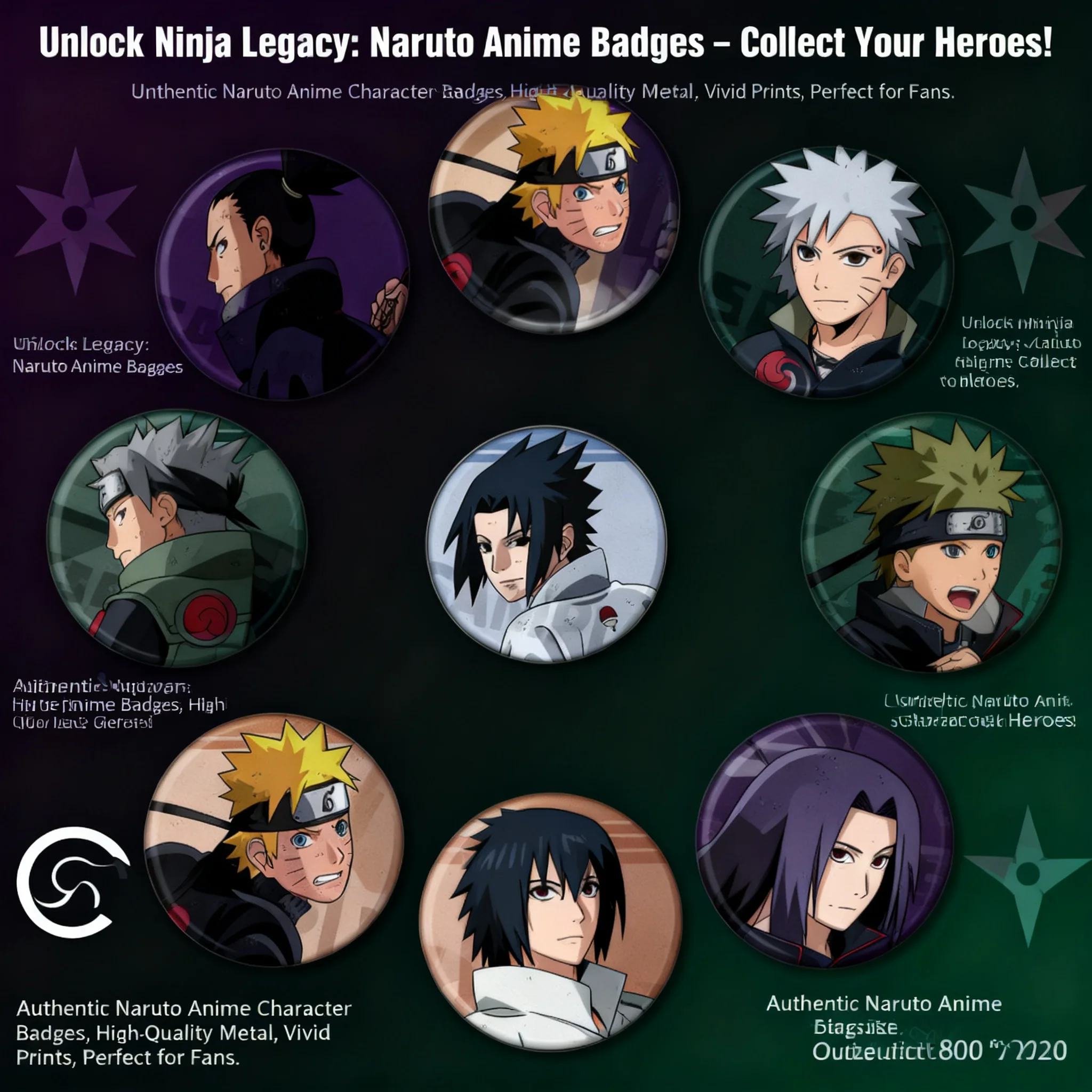 

Naruto Anime Badge Pin Set Kakashi Itachi Neji Brooch Shiny Film Button Collectible Merchandise Gift for Fans Cosplay Accessory