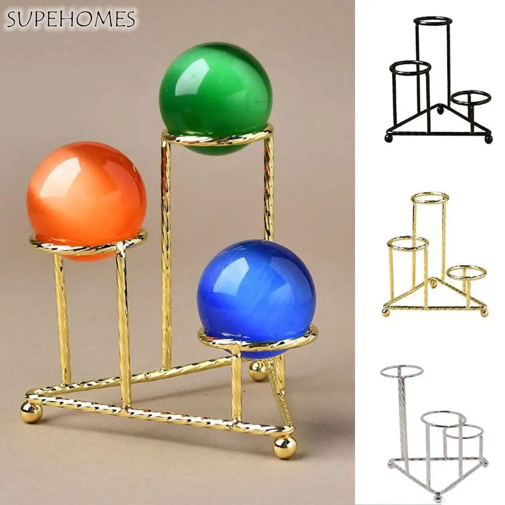 

Simple Metal Triangular Ball Base Large Capacity Silver/Black/Gold Crystal Ball Stand Decorative Crystal Spheres Holder Desktop