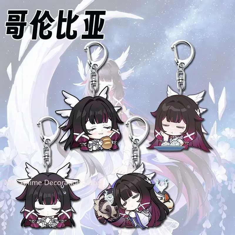 

4pcs ‌Genshin Impact Columbina Hyposelenia Keychain Pendant Cartoon Acrylic Bag Decoration charm Keyring Cute Birthday Gift