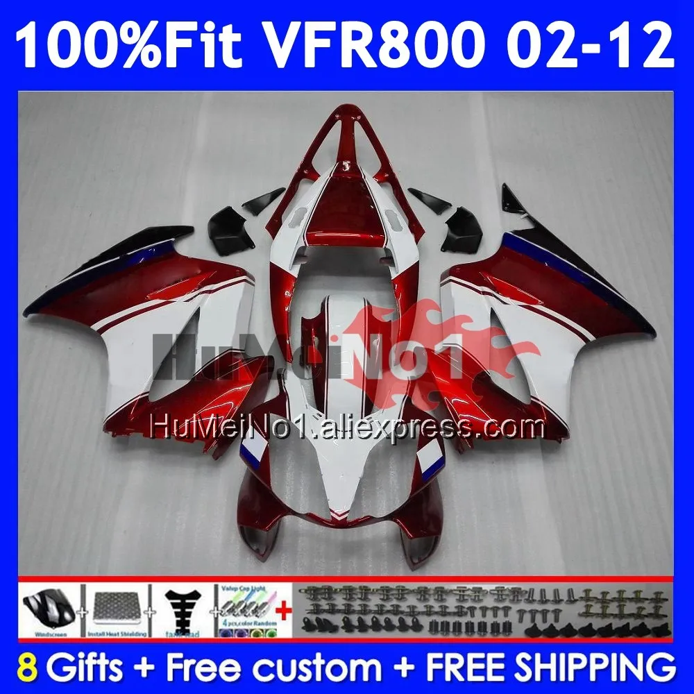 Interceptor For HONDA VFR800 VFR 800RR 800 RR 2002 2003 04 2005 2006 2007 46No.14 VFR800RR 08 09 10 11 12 Red white Fairings