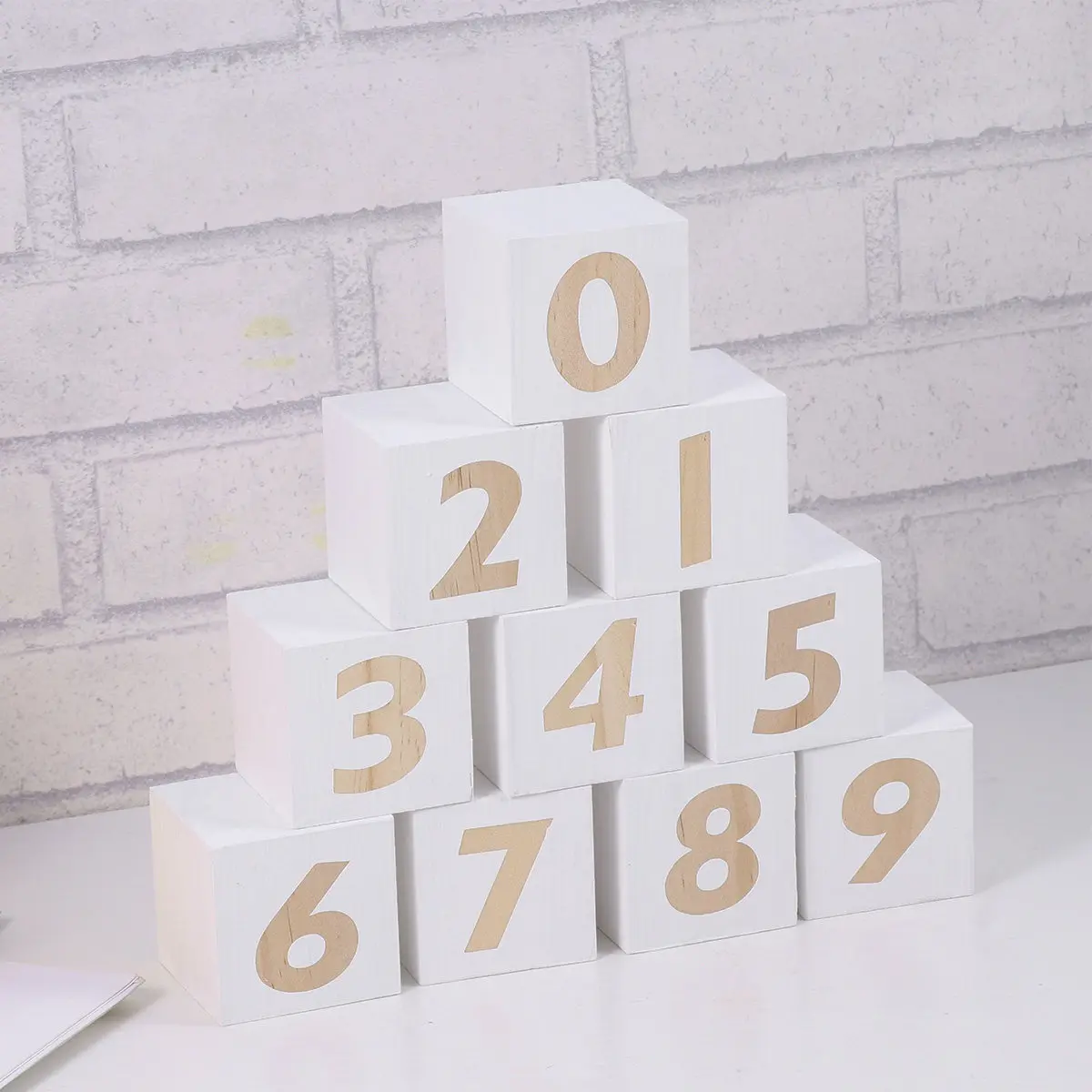 

10Pcs Number Cubes White Smooth Natural Wooden Blocks for Kids Crafts Wedding Party Nordic Decor Photo Blocks Educational