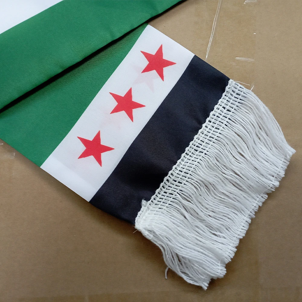 Syria Scarf 14*140cm The Syrian Arab Republic Syrian Three Star Scarf Banner For Event Decoration Wholesale