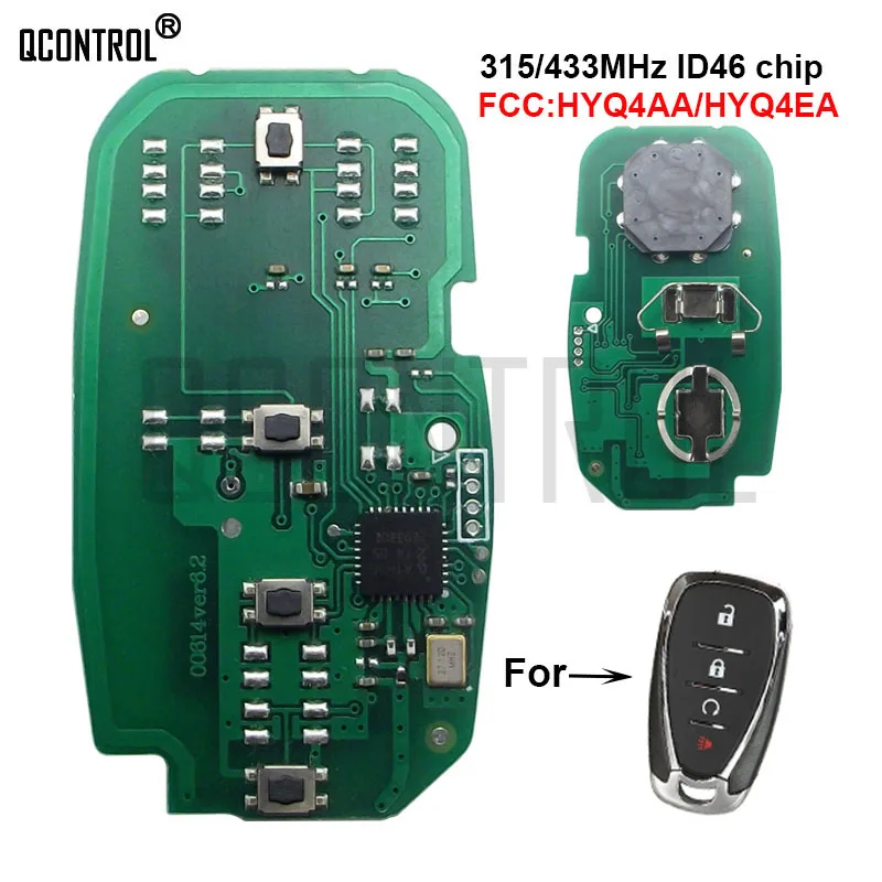 

QCONTROL Car Remote Key Electronic Circuit Board for Chevrolet Cruze Malibu Camaro Equinox HYQ4AA HYQ4EA 13508769 Keyless-Go 4BT