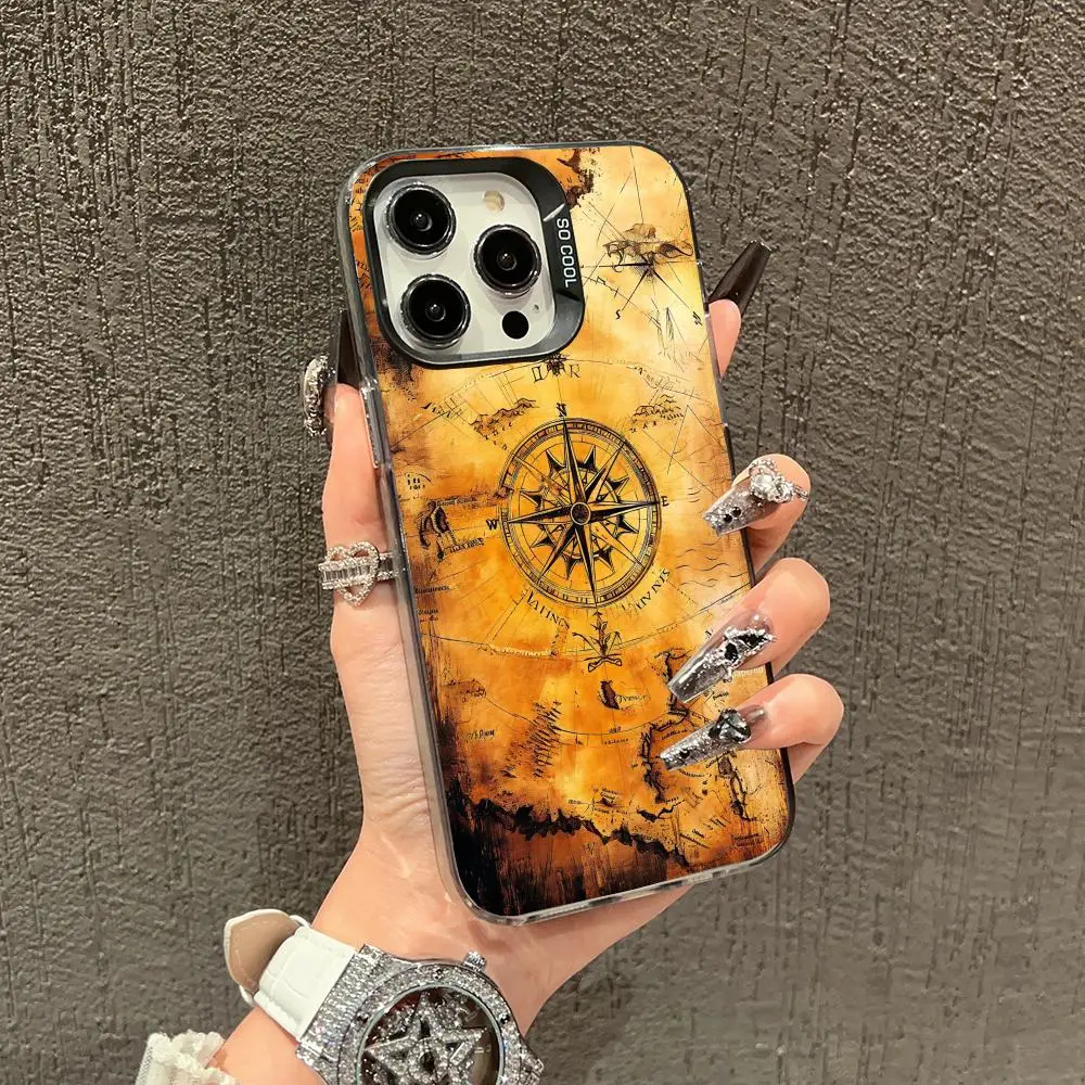 

Retro maritime style phone case suitable for iPhone 16 17 15 14 13 12 11 Pro/Max/Plus anti drop and shockproof back cover