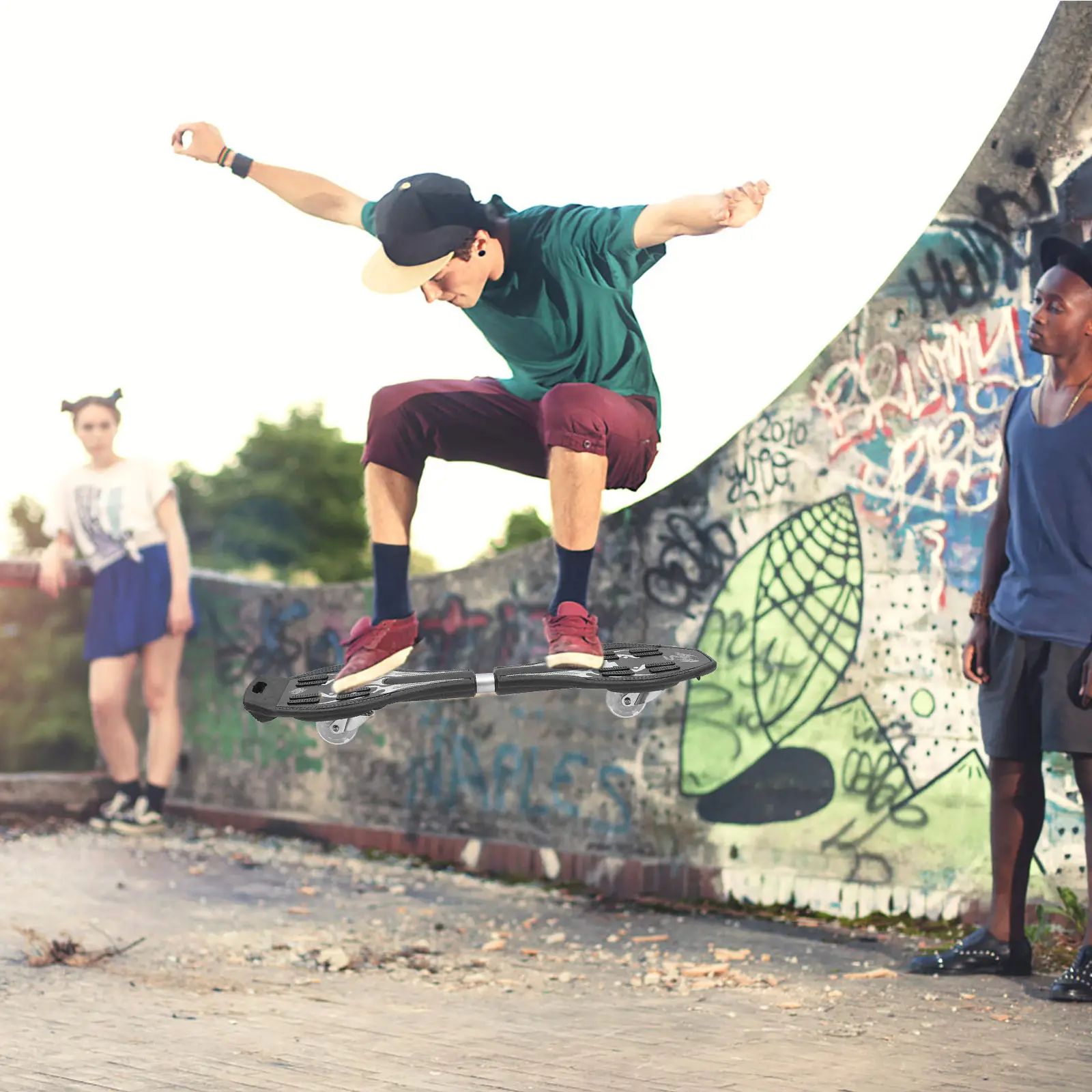 

1pc Glitter Wheel Skateboard Two-Wheel Board Balance Exercising For Kids Adults Outdoor Plaything Shockproof High-Speed