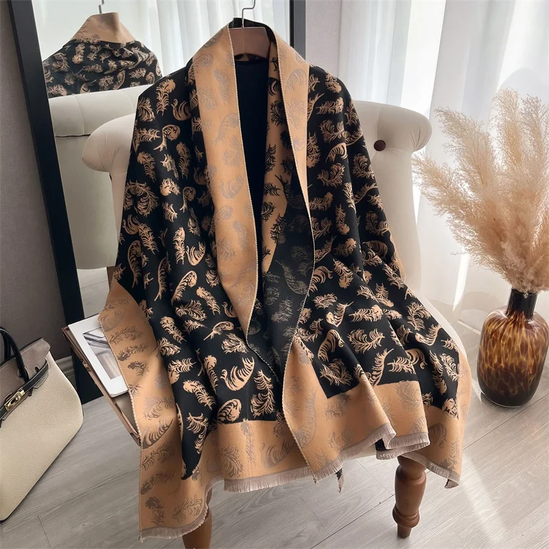 

Women Print Cashmere Feel Scarf Shawl Wrap Thick Pashmina Scarf Winter Warm Neckerchief Female Bufanda Tessel Echarpe Blanket