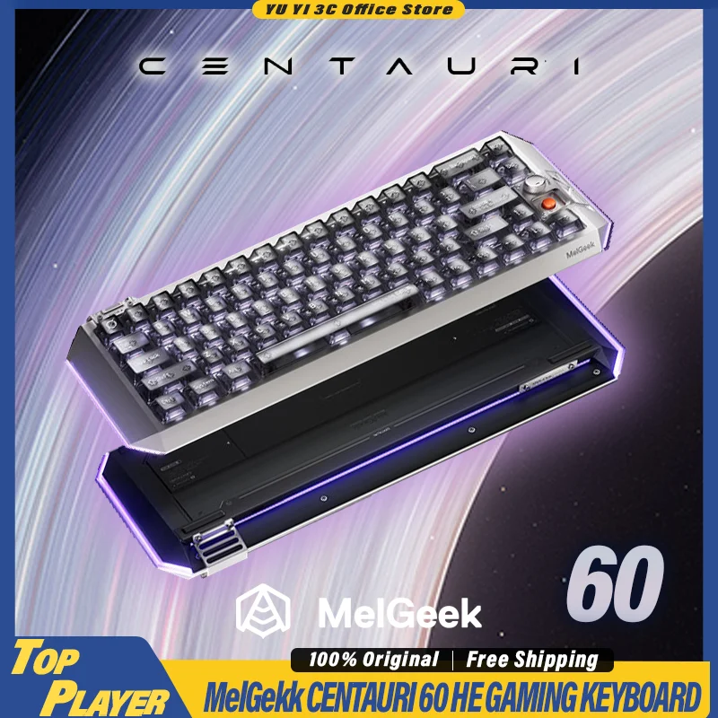 

MelGeek Centauri 60 Gaming Keyboard 60% TTC Flagship Hall Effect Switch 5 MCU Design Ultra Low Latency 0.01mm Rapid Trigger