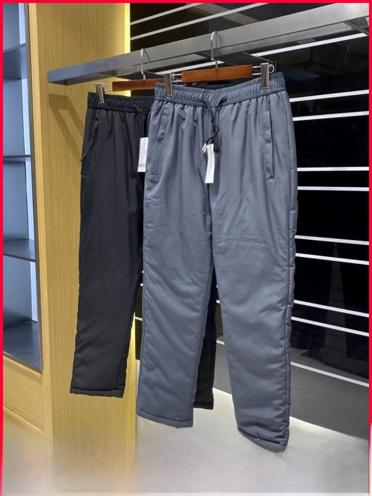 

Thiened Fce Winter Straight Leg Casual Pants Elastic Waist Youth Faion Warm Not Puffy Men's Cotton Trousers