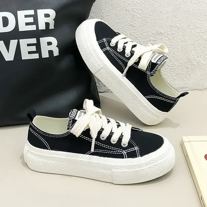 

High on Platform Women's Canvas Shoes Comfortable and Elegant Korean Daily Routine Quality Y2k Fashion Walking Ladies Footwear