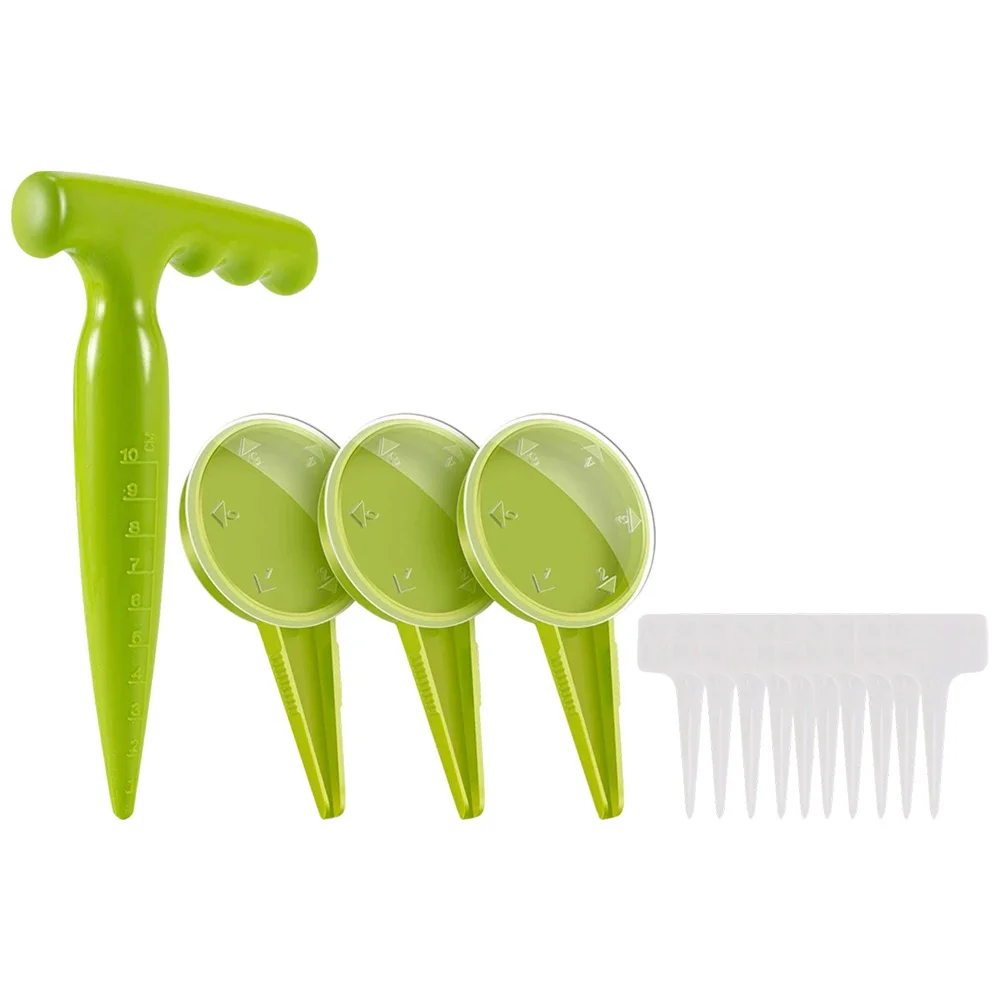 Soil Puncher Fluorescent Green Sower Tool Precise Sowing Position Comfortable Handle Potting And Transplanting For Garden Plants