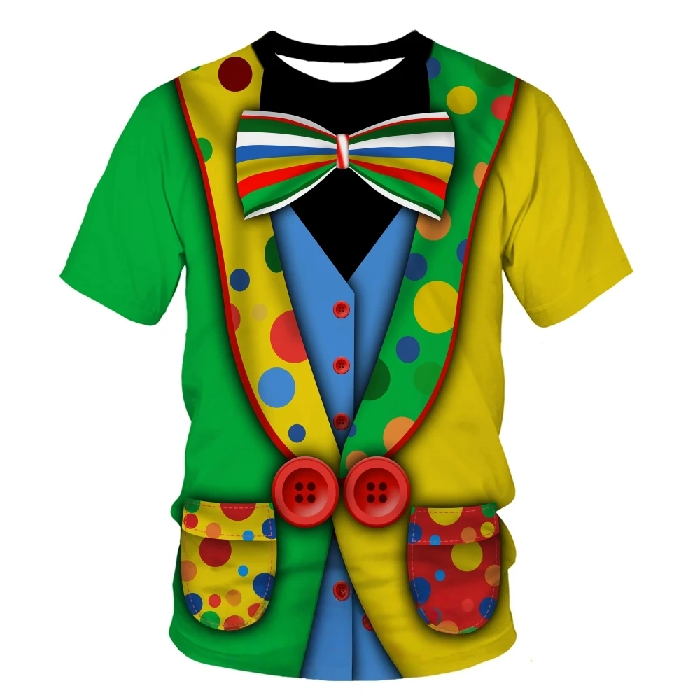 حفلة حمى تي شيرت رجالي شخصية الإبداعية هالوين تأثيري مهرج زي الرجال النساء قصيرة الأكمام ملابس للرجال أنيقة