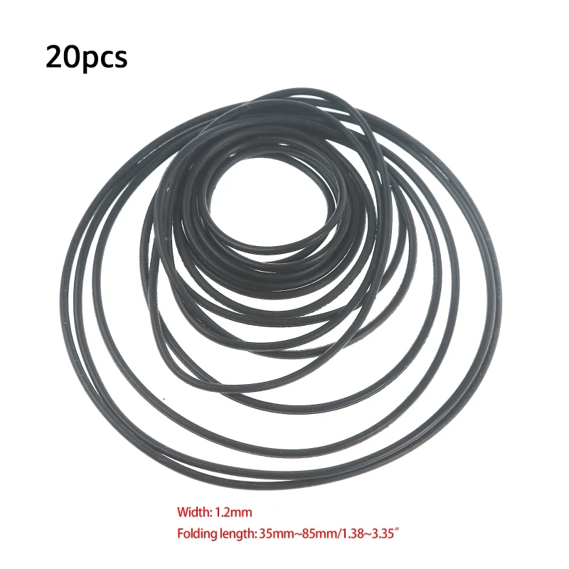 Cinta de casete duradera de 1,2mm, correa de goma redonda común surtida para grabadoras Walkman, 20 piezas