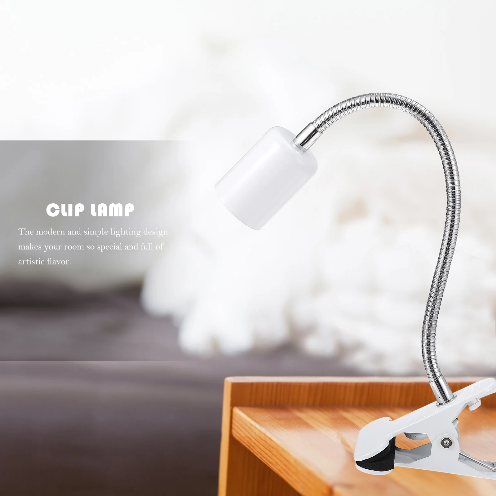 

Universal Lamp Head Clip Desk Light Hose Night Lampshade Bedside White Clamp Office LED Bright Color Artistic Flavor