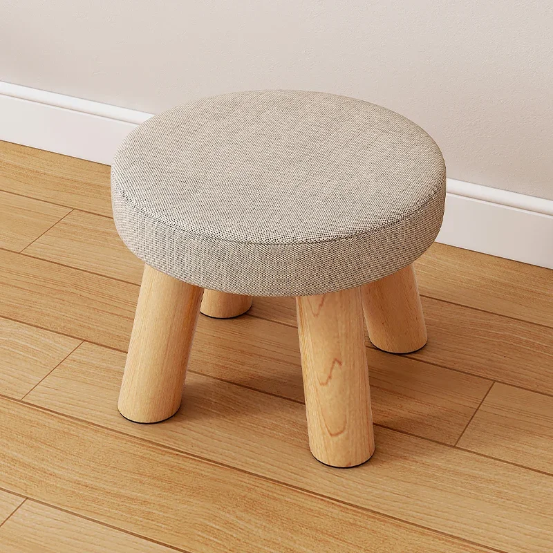 Small stool, household solid wood round low stool, creative and minimalist sofa stool, fashionable cartoon living room