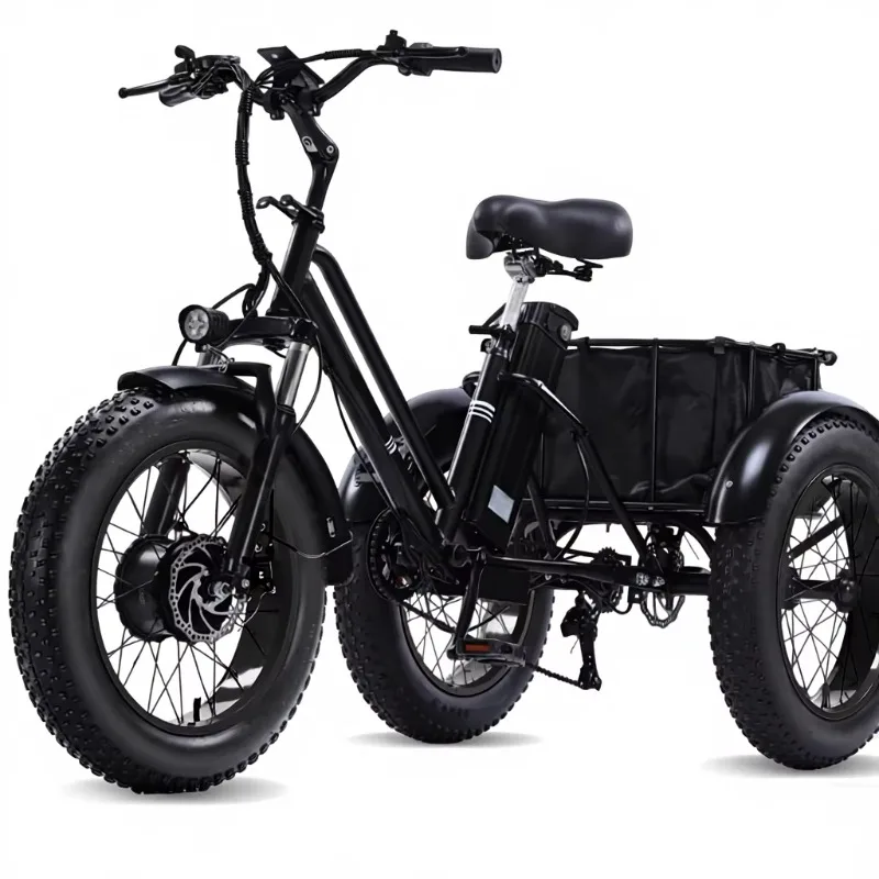 Adults Tricycle Folding Trike 20x4 Fat Tire 3 Wheel 7-Speed 50 Miles Large Basket Removable 48V 15Ah High Carbon Steel Dual Disc