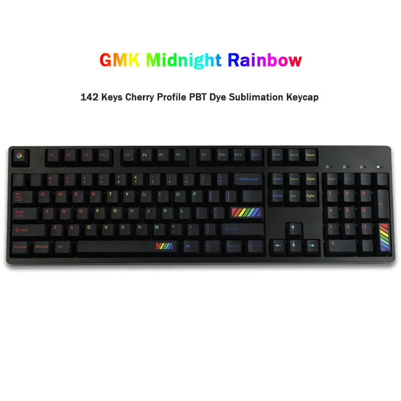 142 Keys GMK Midnight Rainbow Keycaps Cherry Profile PBT Dye Sublimation Keycap For MX Switch Mechanical Keyboard 61/68/87/104