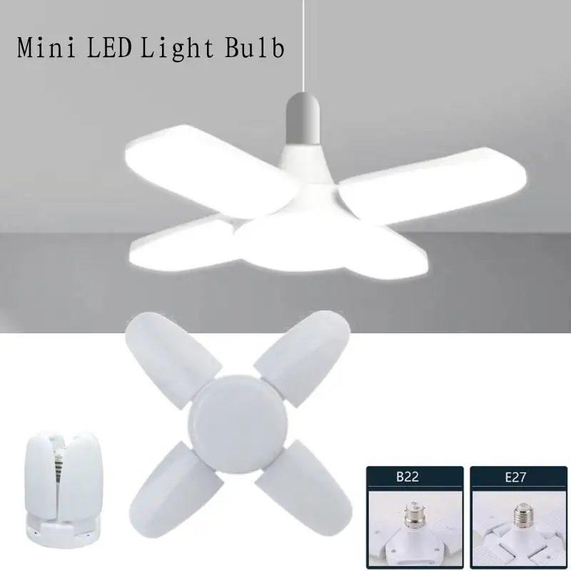 Folding Mini Led Bulb E27/B22 Light Bulb Brightness Deformed Lamp 90 Angle Adjustable 4 Leaf 28W 82-265V Lighting For Home