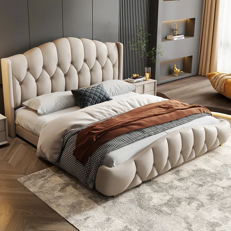 Nightstands Unique Bed Aesthetic Luxury Bedroom Headboards Bed Frame Queen Size Somieres Y Marcos De Cama Furniture Decoration