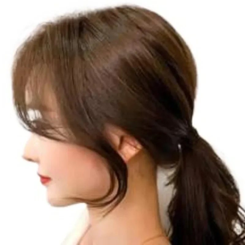 25Cm Remy Horse hair pulled bangs, side part human hair bangs
