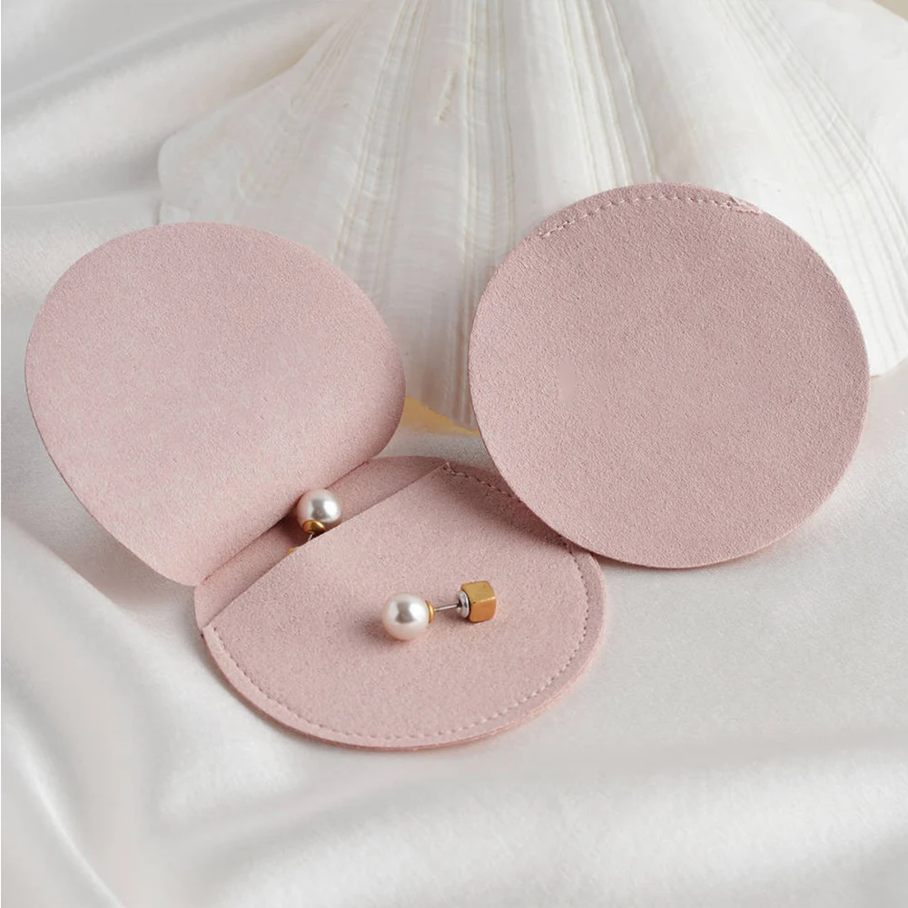 

5Pcs Lovely 7x7cm Microfiber Round Jewelry Bag Box Accessory Dustproof Pouch Wedding Favor Ring Earring Pendant Bracelet Storage