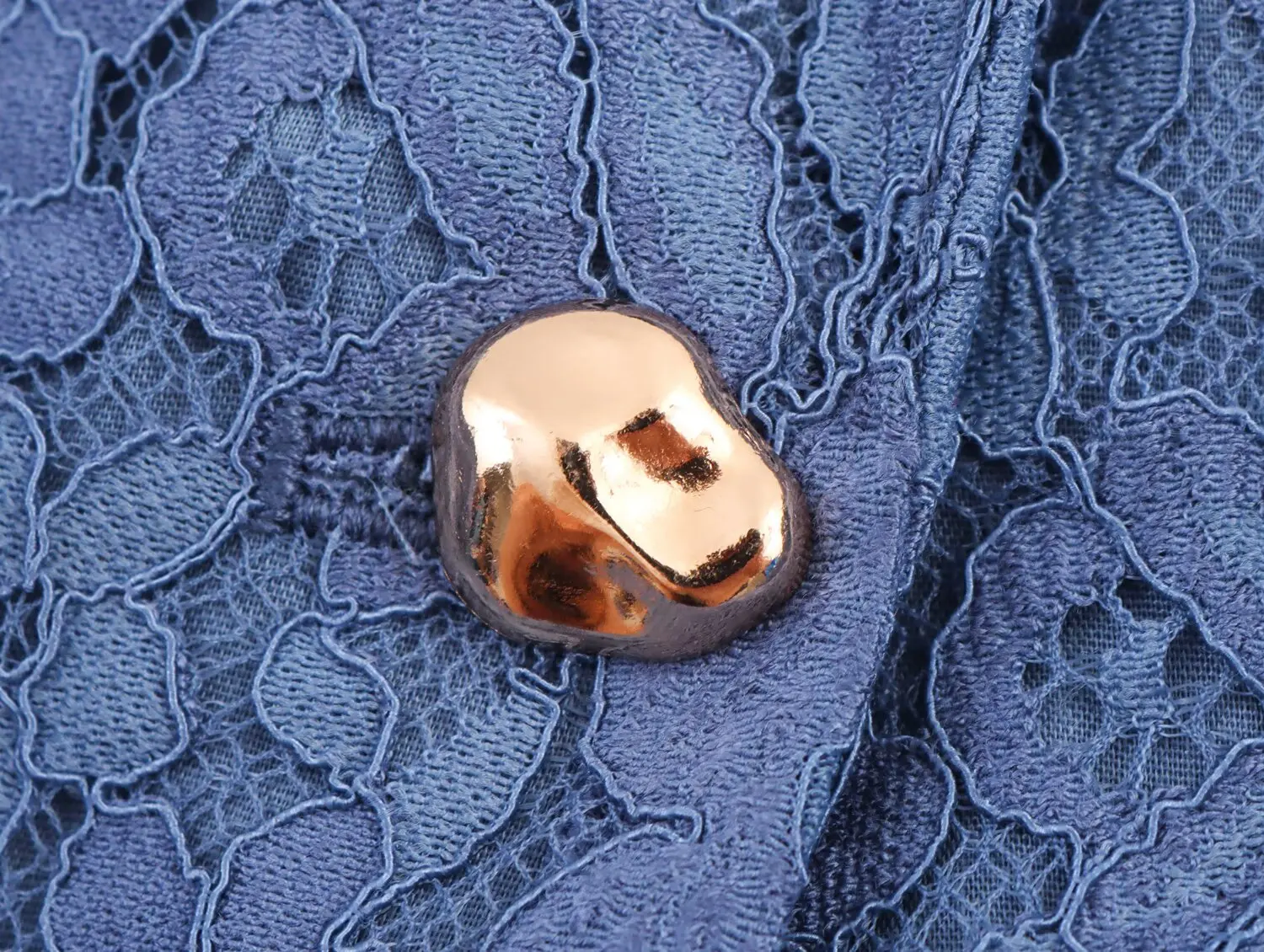 女性ブルーレースブレザーエレガントなシングルボタンディープ V ネックコートスーツジャケット