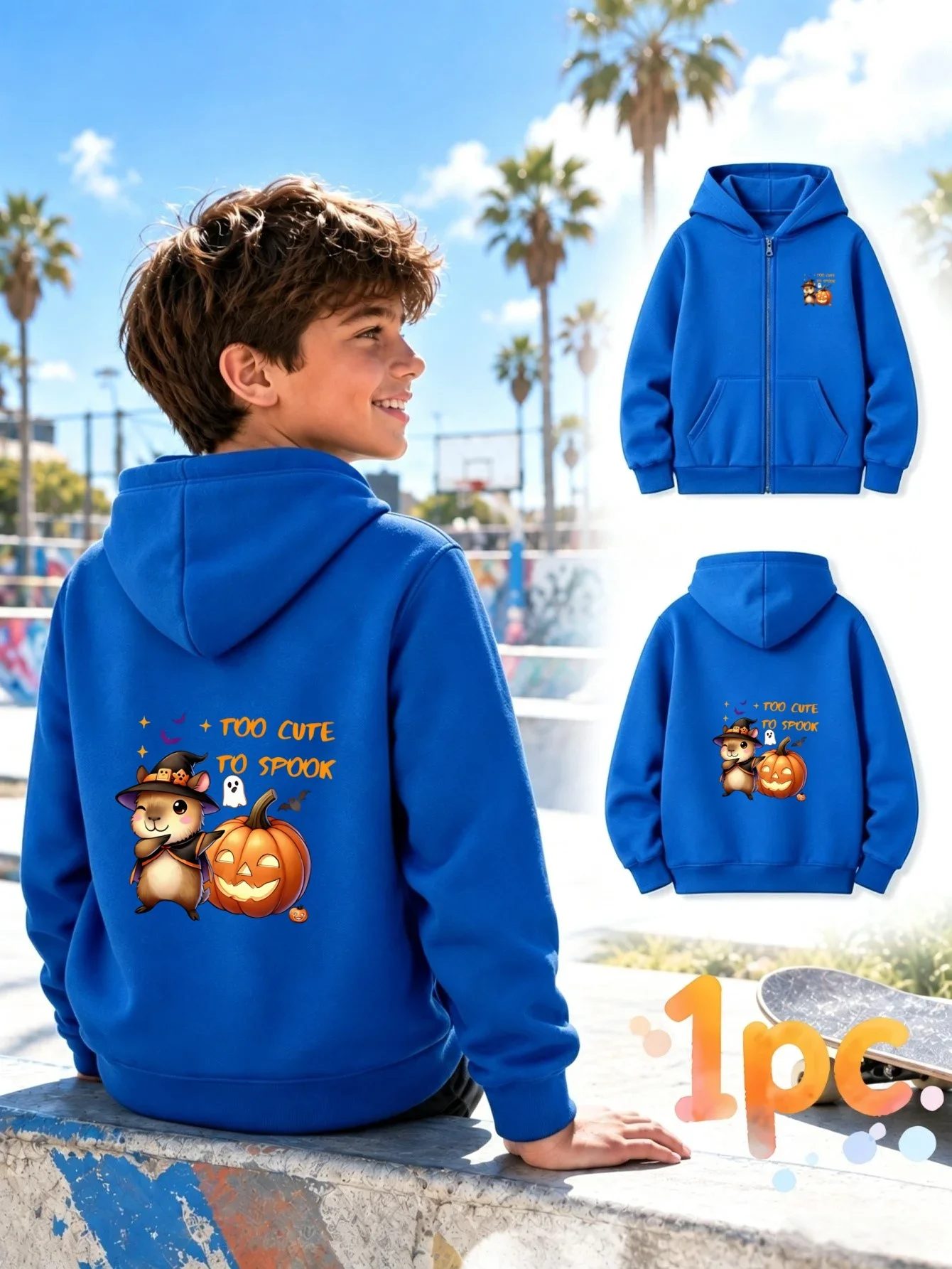 Kids Warm Fleece Zip Hooded Jacket Autumn Winter 
