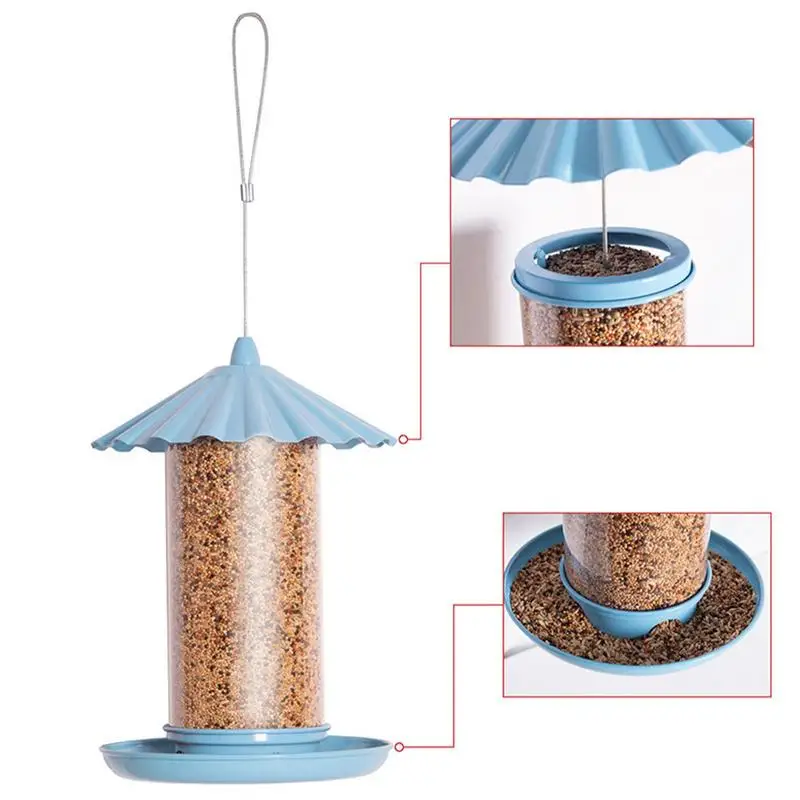 Bird Feeders For Outdoors Roof Design Bird Feeders For Outdoors Sun-Proof Bird Feeder Station Large Capacity For Outdoor Garden