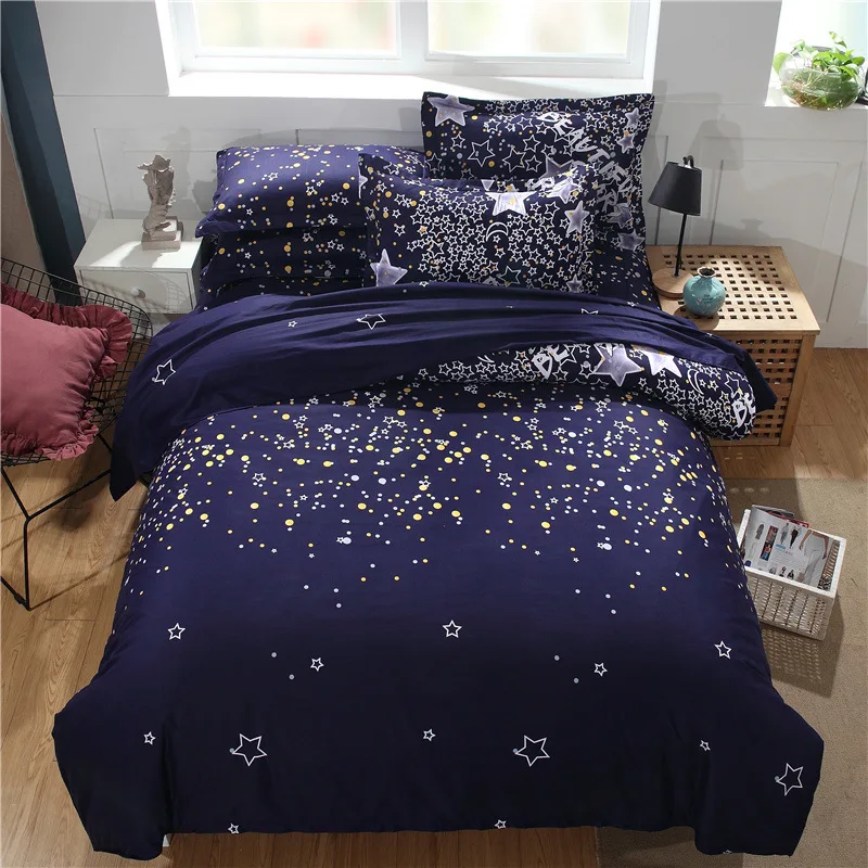 Cosmic Galaxy Bedding Set Blue Black White 3D Universe Duvet Cover Set Stars Bedroom Quilt Cover Universe Bedspread Bedclothes