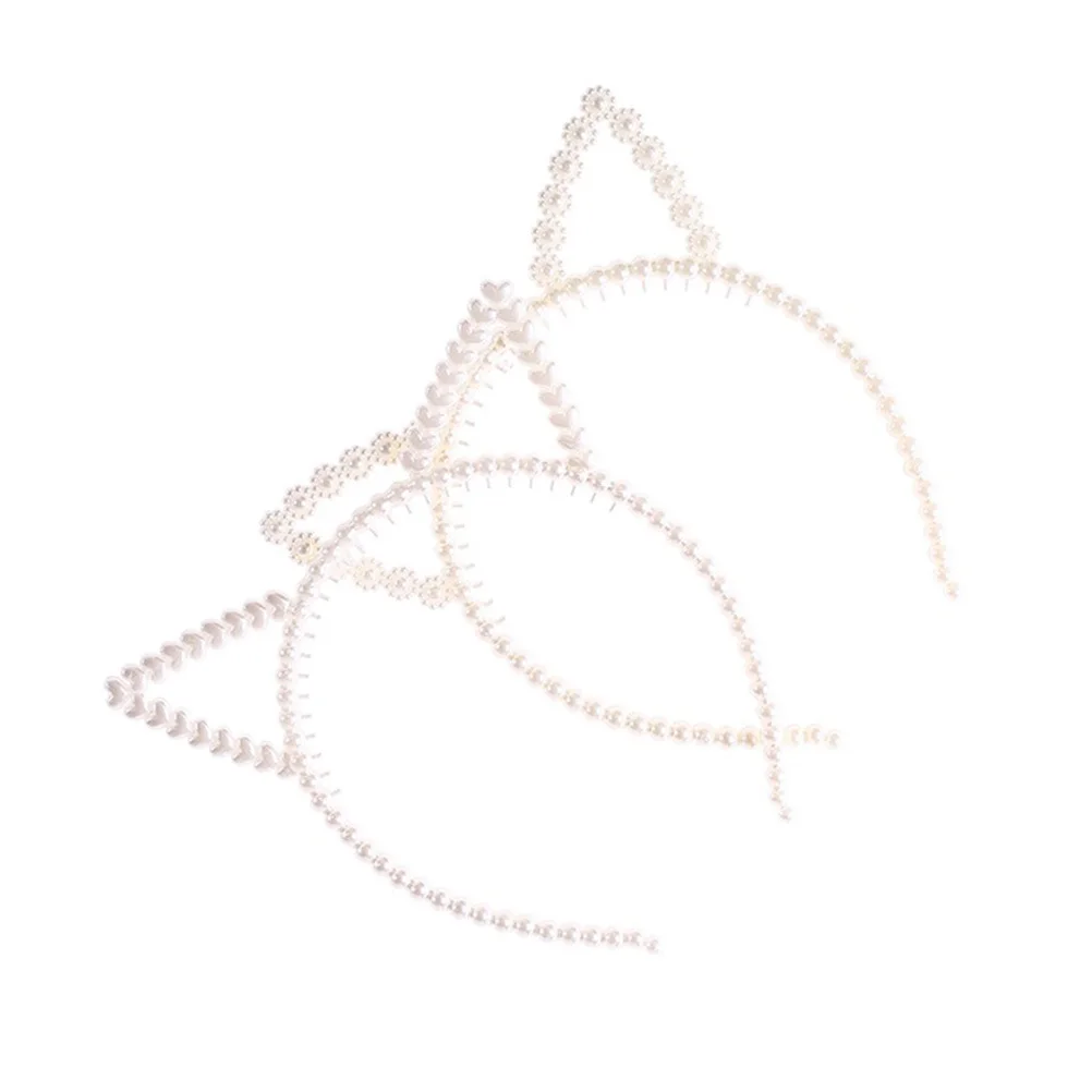 

Beige Resin Ball Pearl Ear Shape Hair Hoop Women Elegant Clip Party Birthday Ceremony Decoration Fashion Hair Band