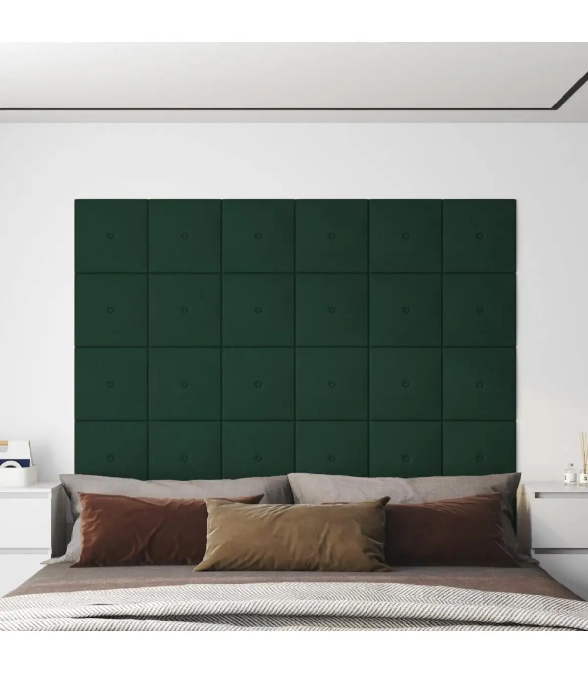 Wall covering wall panels 12 Pins dark green fabric 30x30 cm 1.08m ²