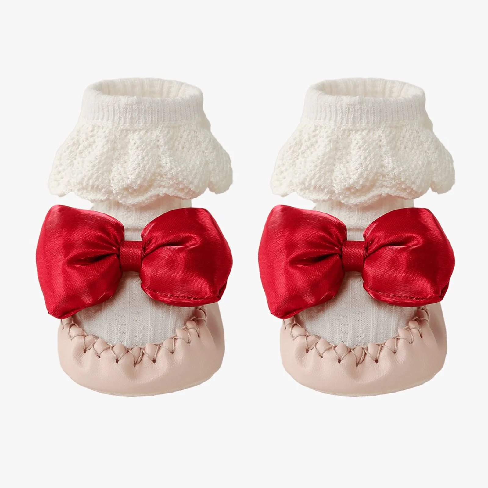 

Baby Girl Sock Shoes Cute Soft Non-slip Flats with Bows Big Flowers Warm Walking Shoes for Newborn Infant Toddler