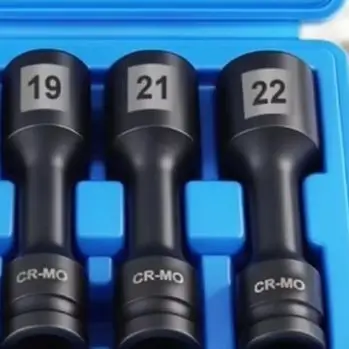 4PCS 17 19 21 22mm Deep Hex Socket Set 100mm Extended Length Black Oxide Alloy Steel For 1/2 Inch Drive For Impact Wrench Tool