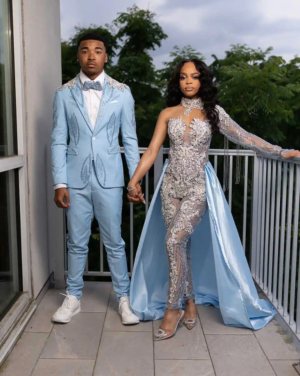 Cristalli scintillanti Abiti da uomo con perline Set da 2 pezzi Scialle con risvolto Slim Fit Smoking da sposo da sposa Prom Homme Personalizzato