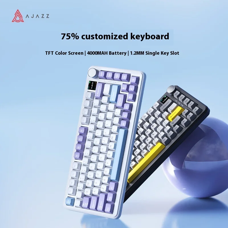 

Ajazz Ak820 Max Mechanical Customized Keyboard 3-Mode Wireless Bluetooth Wired/Wireless With Tft Color Screen Hot Swap Game Gift