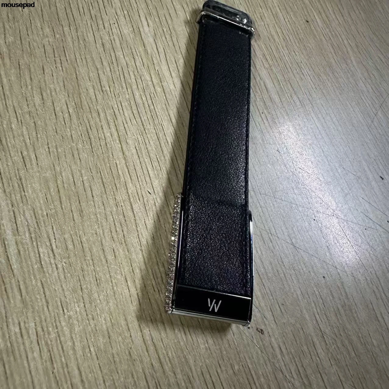 Newest Diamond-Embedded For Whop5.0 Straps Real Leather Shiny Wristband with Full-Diamond Bright Silver Metal U-Frame Bands