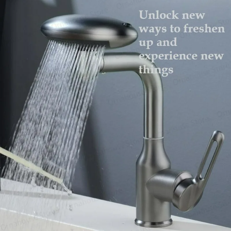 

Multi Functional Waterfall Basin Faucet 4 Modes Stream Sprayer 360° Rotation Hot Cold Water Sink Mixer Stainless Steel Wash Tap
