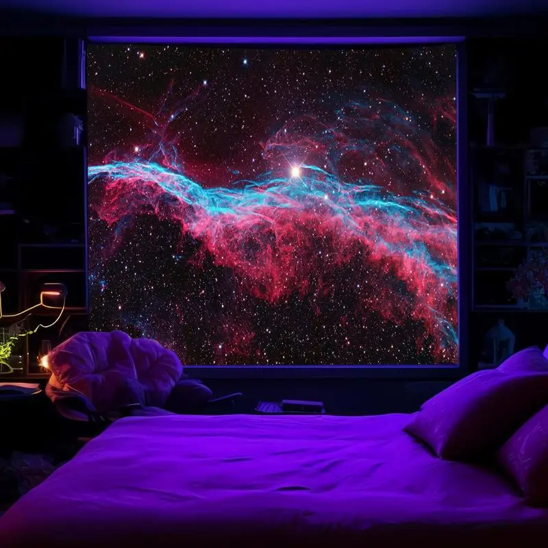 VIKAMA Nebula Galaxy Starry Sky Tapestry, Cosmic Wall Art Background Cloth for Stunning Living Room Aesthetic Decor