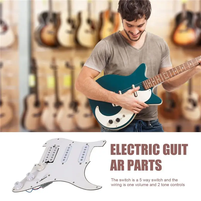 

A12E-Electric Guitar Pickguard Pickups Loaded Prewired Scratchplate Assembly 11 Hole SSH White