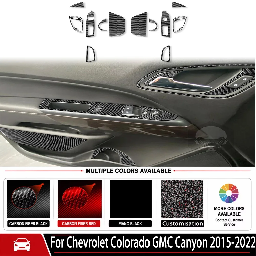 For Chevrolet Colorado GMC Canyon 2015‑2022 Carbon Fiber Full Door Interior Panel Trim Set Car Interior Accessories Sticker