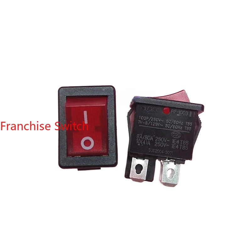 10PCS ship type rocker switch RF-1003 four-foot red light 10A250V power  15X21