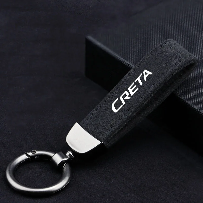 

Anti-lost Metal Keychain Buckle Suede Leather Car Styling keychain For Hyundai HB20 ix25 Creta 2012-2016 2017 2018 2019 2020