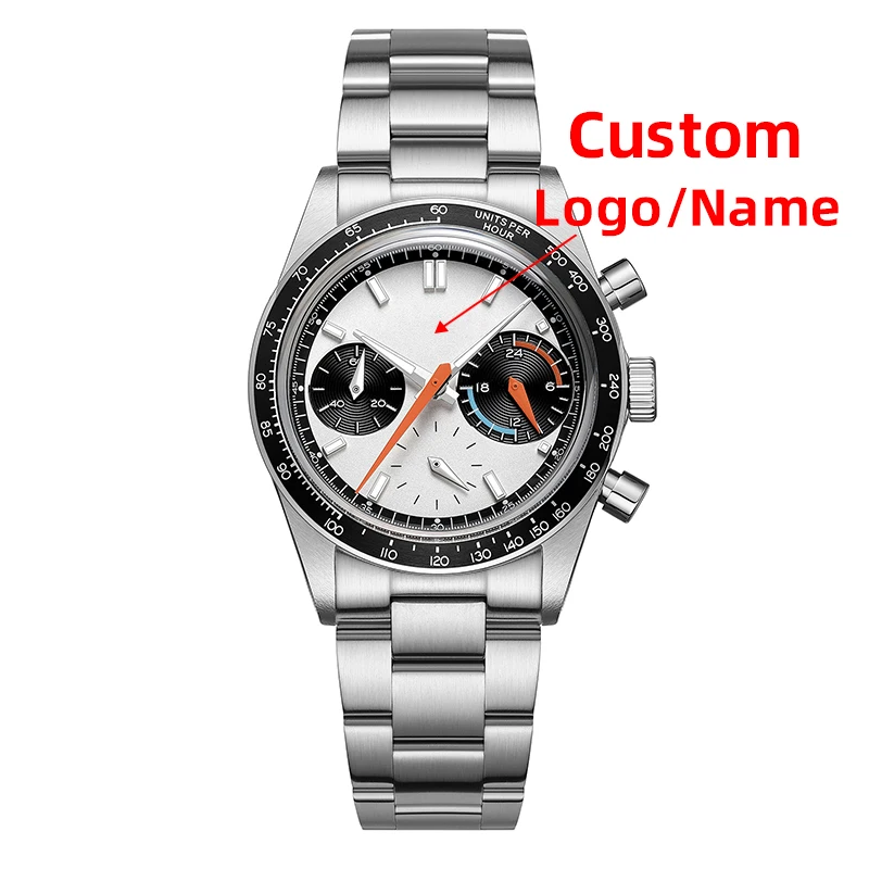 ADDIESDIVE Custom Logo Diy Mens Luxury Watches VK63 Movement Quartz Wristwatch 100m Waterproof Sports Time Running Second Watch