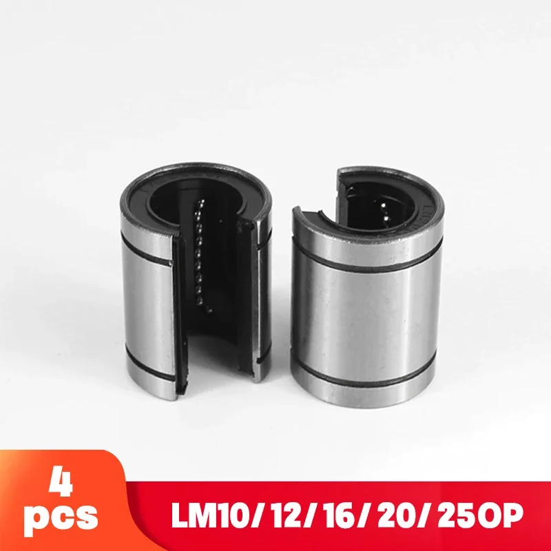 4PCS LM12UUOP LM16UUOP LM20UUOP LM25UUOP Linear Bearings Open Type CNC Linear Bushing for 12mm Linear Shaf Rod 3D printer parts