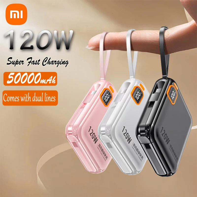 Xiaomi 50000mAh 120W Portable Power Bank High Capacity Cable Two-way Fast Charging Mini Powerbank For iPhone Samsung ﻿New