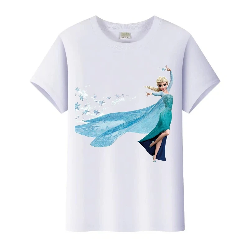 Kawaii ديزني فروزن آنا إلسا الجرافيك تيز الصيف امرأة التي شيرت الأسرة بلوزة الأطفال س الرقبة تي شيرت الفتيات الملابس القوطية القمم #2