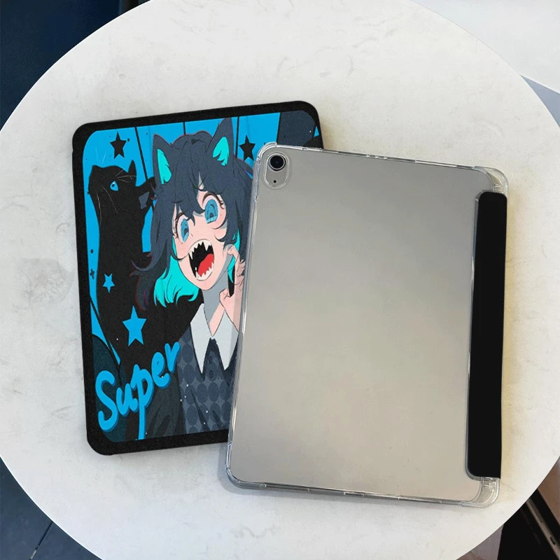 

Tablet Cover for IPad 10.2 8th 9th Gen IPad Air 5 4 10.9 Cases IPad 10th Generation Pro 11 2nd 3rd 4th Cat Ears Girl Cover Funda