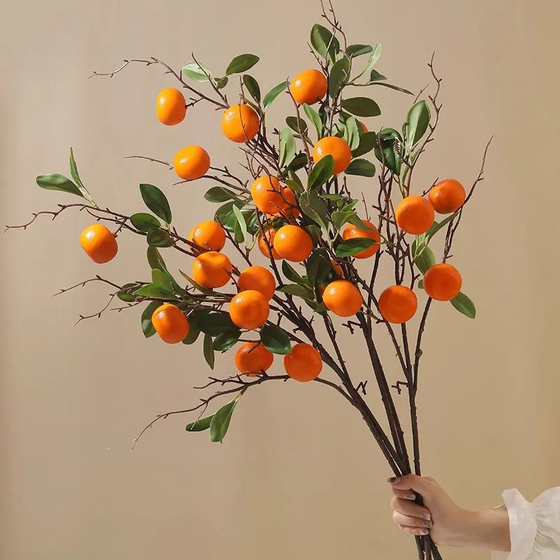 

Artificial flower persimmon orange fruit ornament fake flower arrangement living room dining table floral soft decoration