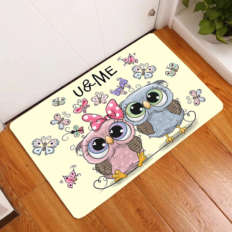 

Cartoon Owl Animal Entrance Doormats Decorations Carpet for Living Room Welcome Home Bathroom Mat Non-slip Kitchen Rug